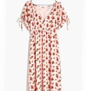 Madewell Cream Roses Ruffle-Waist Midi Dress in Countryside Blooms Size 6